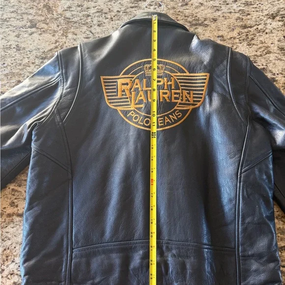 VINTAGE Ralph Lauren Polo Jeans Black Leather Jacket